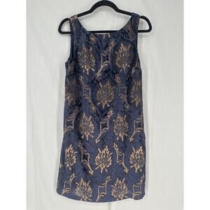 Loft Dress Womens Small Navy Blue Velvet Burnout Floral Mini Party Bohemian
